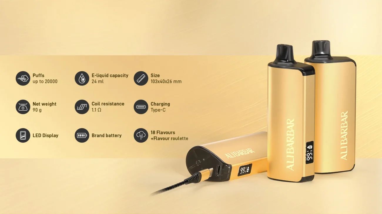 Alibarbar Ingot 20000 Puffs disposable vape with premium flavour and long-lasting performance