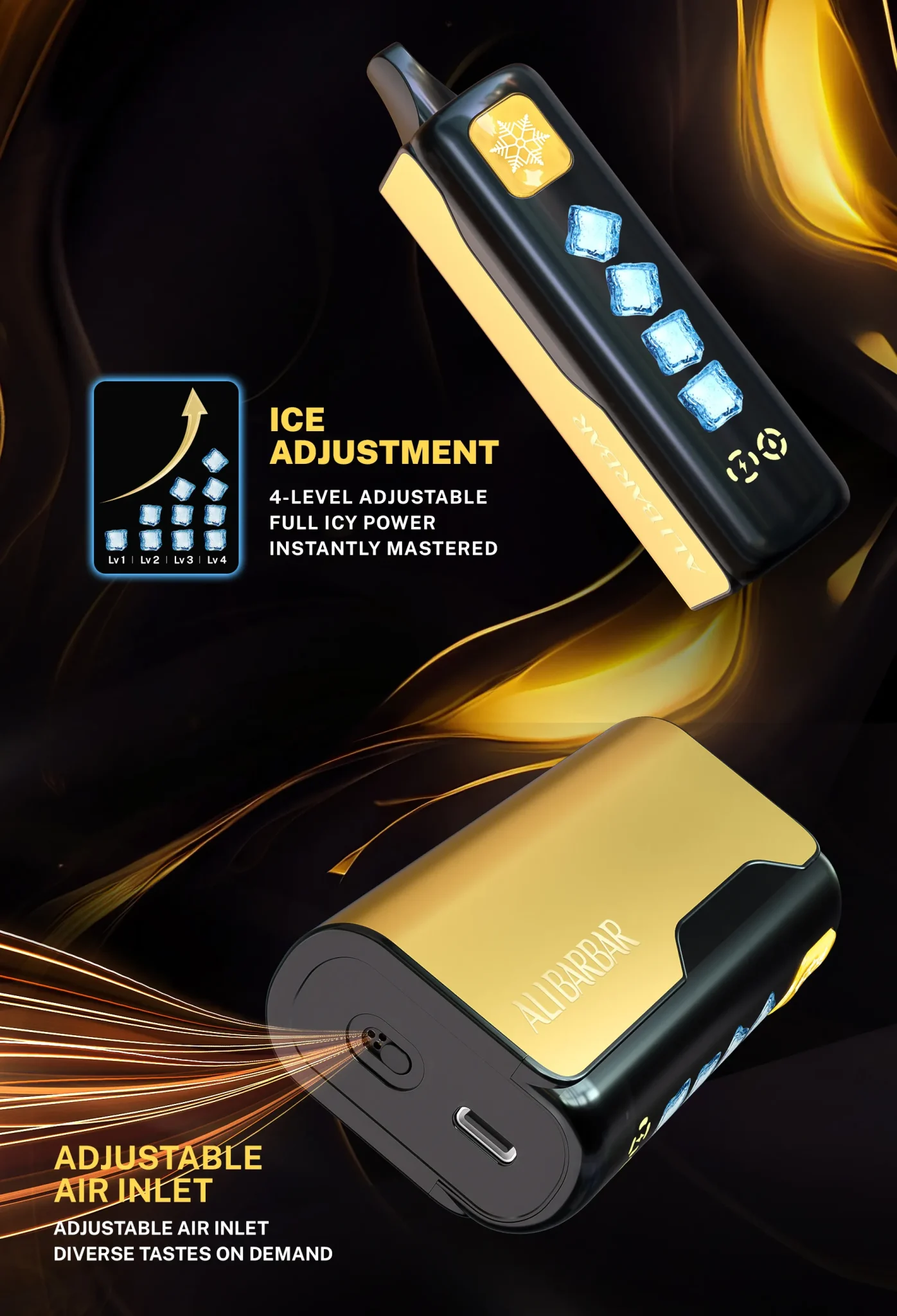 Alibarbar Ice Dust disposable vape with refreshing icy flavour and long-lasting performance